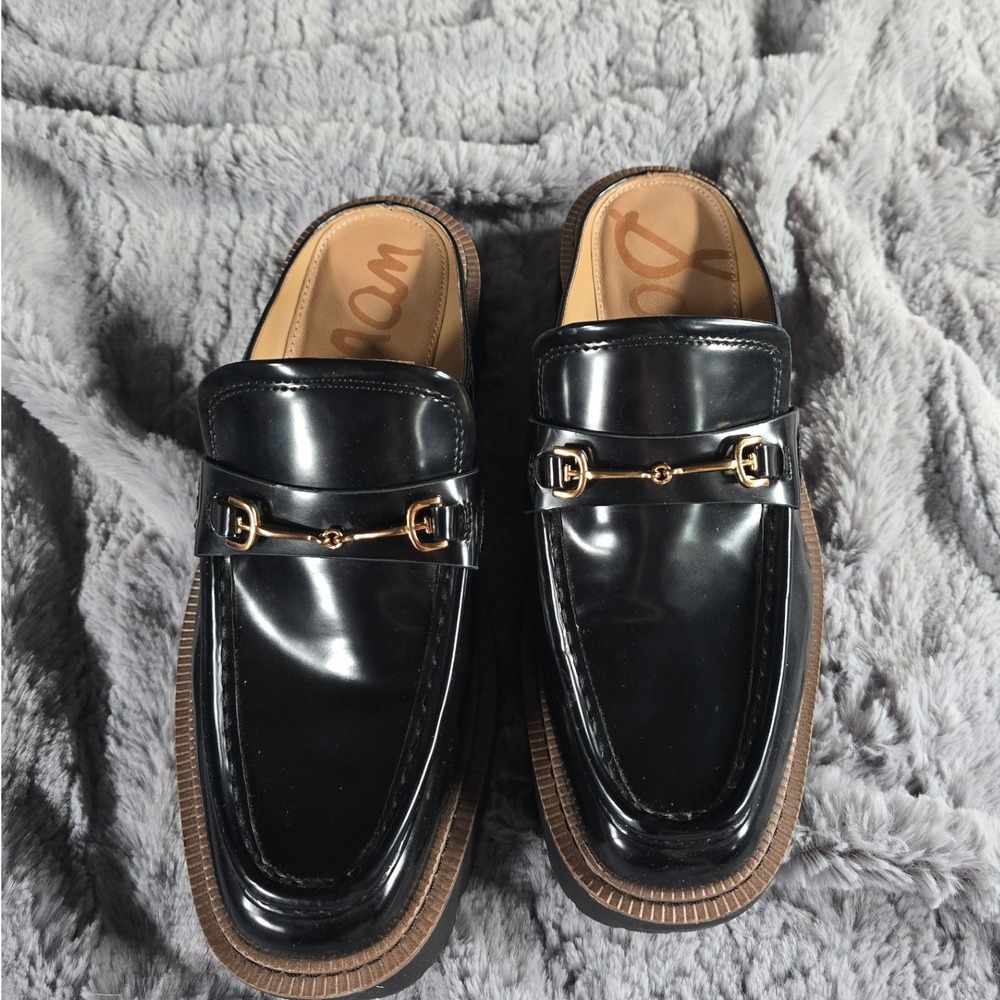 Sam Edelman Black Mules with Gold Accent